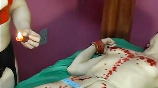 Red hot wax poured over blindfolded chick by dominatrix - 15 image