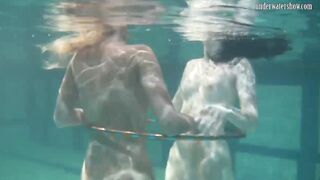 Russian lesbian girls swimming in the pool - 5 image
