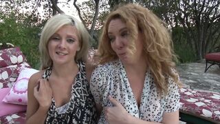 Lesbian MILFs outdoors - horny housewives - 1 image