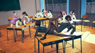 6 SchoolGirls & 2 Teachers Tribbing Orgy - 1 image
