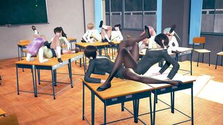 6 SchoolGirls & 2 Teachers Tribbing Orgy