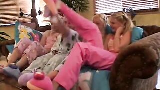 Teen pyjama party lesbos get naked together - 2 image