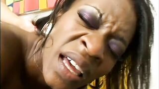 Two lovely black girlfriends play with juicy pussies