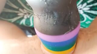 Gf takes rainbow dick and cums all over my shirt - 11 image