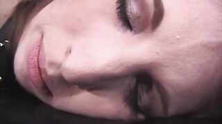 Brunette dominatrix has a sexy slave slut in stockings to play with - 7 image