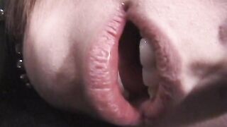 Brunette dominatrix has a sexy slave slut in stockings to play with - 8 image