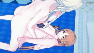 Asuna and Alice grind their clits hard until they orgasm - Sword Art Online Lesbian Hentai. - 14 image