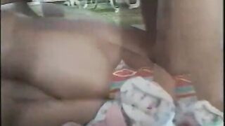 Gorgeous blonde pleasures her girlfriend on a chair outdoor - 4 image