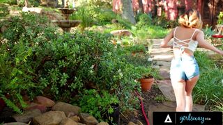 GIRLSWAY - Thirsty Naomi Woods Fingers Her Squirter Gardener Dillion Harper During Loud Hardcore Sex