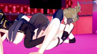 Setsuko Ohara and Chitose Kisaragi engage in intense lesbian play - Super Robot Wars Z & V Hentai - 11 image