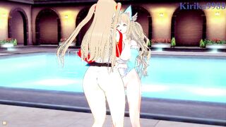 Neige Hausen and Amari Aquamarine engage in Intense lesbian play - Super Robot Wars OG & X Hentai - 7 image