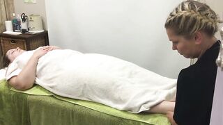 hot pretty bbw getting deep relaxing body massage at spa U010 - 15 image