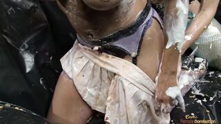 Messy lesbian girls licking each other's cunts on the couch - 8 image