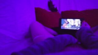 Redhead Girl masturbating watching lesbian Hentai uncensored when parents are in home - 14 image