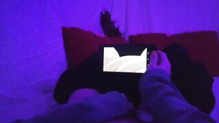 Redhead Girl masturbating watching lesbian Hentai uncensored when parents are in home - 5 image