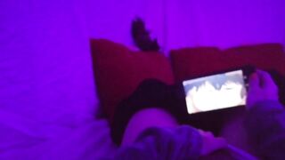 Redhead Girl masturbating watching lesbian Hentai uncensored when parents are in home - 9 image