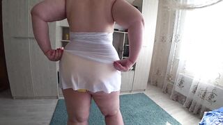 Mature lesbians and big ass shaking in panty doggy style POV. Home fetish fat milf. - 2 image