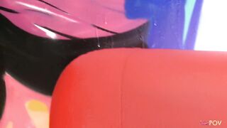 Three desirable chicks masturbating together with sex toys on the couch - 14 image