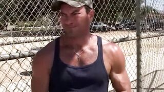 Outdoor lesbian fisting party at the pool