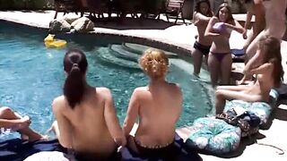 Outdoor lesbian fisting party at the pool - 2 image