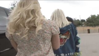 Two Older Girls Pick Up Curious Cheerleader To Join In On Orgy Fuck Fest