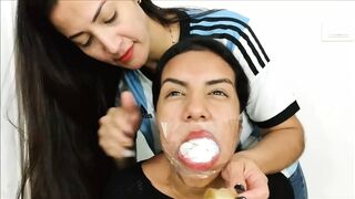 Sexy Girl Gagged With 10 Socks By Hot Latina MILF - 1 image