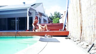 brunette teenie models have lesbo sex in pool - 11 image