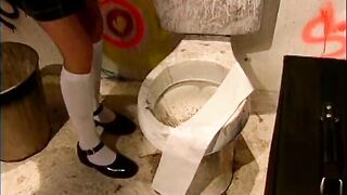 Big strap on dildo fills up the cute little pussy on this runaway teen brunette - 2 image