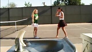 Hot bitches eat pussy on the court - 6 image