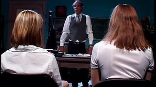 Naughty school girls eat pussy in classroom detention
