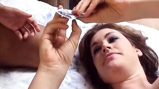 Cute white girl with chunky tits is fucked by just about everyone in the hotel - 1 image