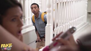 Fake Hostel A guy with a big black cock walks in on two sexy lesbians and fucks them both - 5 image