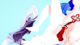 Genshin Impact Hentai Yuri - Ganyu and Kequing Lesbian sex - 9 image