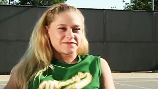 Two teens start lesbian masturbation on the tennis court - 3 image