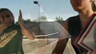 Two teens start lesbian masturbation on the tennis court - 7 image