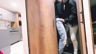 Her mom doesn't realize that I'm in her room having sex in the closet with her daughter!! - 5 image