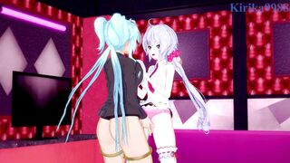 Chris Yukine and Cagliostro engage in intense lesbian play in a secret room. - Symphogear Hentai - 2 image