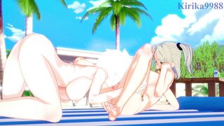 Imu and Miyabi engage in intense lesbian play on the beach. - Senran Kagura Hentai - 9 image