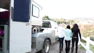 Lesbian teens lick pussy in hot threesome