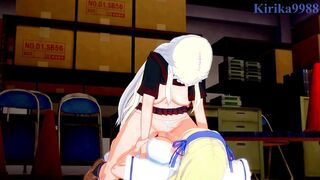 Yomi and Katsuragi have intense futanari sex in a warehouse. - Senran Kagura Hentai - 9 image