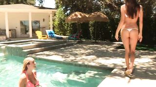 Hot babes tease each other in the swimming pool - 3 image