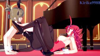 Festenia Muse and Chitose Kisaragi engage in intense lesbian play - Super Robot Wars J & V Hentai