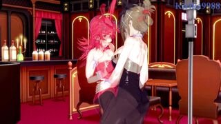 Festenia Muse and Chitose Kisaragi engage in intense lesbian play - Super Robot Wars J & V Hentai - 2 image