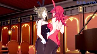 Festenia Muse and Chitose Kisaragi engage in intense lesbian play - Super Robot Wars J & V Hentai - 4 image