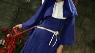 Domina smoking candle punish blonde with toy and  horsewhip - 2 image