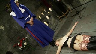 Domina smoking candle punish blonde with toy and  horsewhip - 3 image