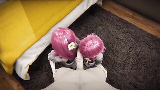 Devola & Popola lesbian kisses and double blowjob [Full Video] 5m - 15 image
