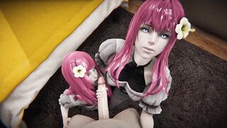 Devola & Popola lesbian kisses and double blowjob [Full Video] 5m - 3 image