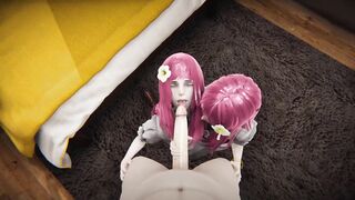 Devola & Popola lesbian kisses and double blowjob [Full Video] 5m - 5 image