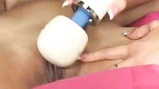 Brunette slut and inexperienced blonde tease each other's cunt with a magic wand - 15 image